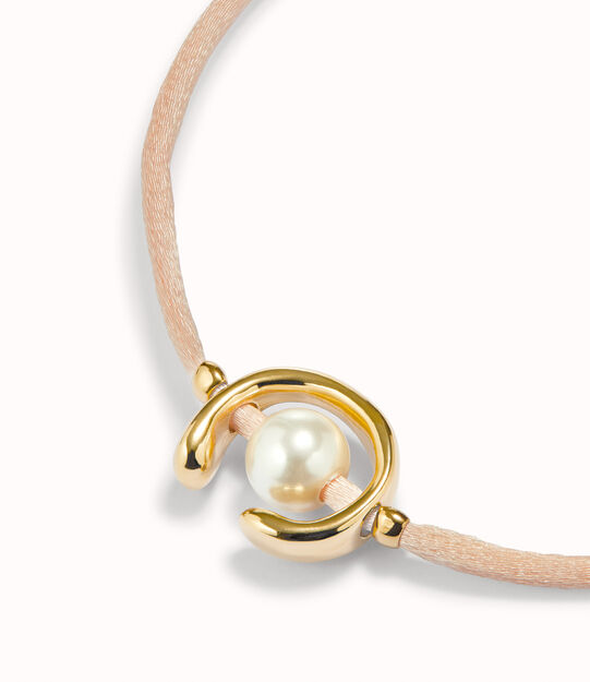 Bracciale in filo salmone con perla shell assortimento placcato oro 18k.
